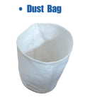White dust bag for Badass Pneumatic Shop Vacuum Workhorse Crushes Any Workshop Mess With Hella Strong Wet Dry Suction.