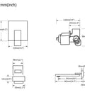 Technical drawing of Wall Mount Tub Faucet With Extra Long Spout Single Handle Tub Filler Valve Brass Rough In Matte Black Finish