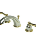 Royale Widespread Bathroom Faucet In Polished Chrome And Polished Brass Finish, Drip Free Washerless Cartridge, 1.2 GPM At 60 PSI set