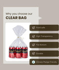 Clear Bottom Gusset Cellophane Gift Bags 10x14 Inches, 50 Count With 6 Inch Gold Twist Ties holding soda cans, features in boxes