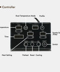 Kicking Up Your Daily Grind With This Heavy Duty Electric Coffee Bean Roaster Packing Nine Auto Roasting Curves And A Smart Smoke Filter Designed For Serious Home Cooks And Small Cafe Crews, detailed controller panel with buttons and displays.