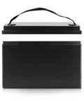 Built Tough 12V 100Ah Lithium Battery Case For LiFePO4 18650 26650 32700 Cells, showing secure handle and top view.
