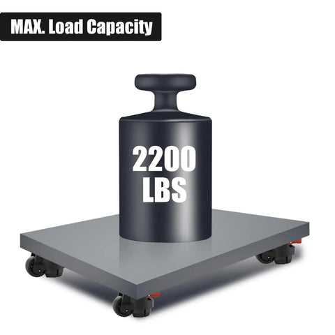 Built Tough Adjustable Leveling Casters Set Of Four With Two Inch Retractable Swivel Wheels For Rock Solid Stability And Easy Glide On Workbenches Or Heavy Machinery Handles 2200 Lbs display with load capacity marker.