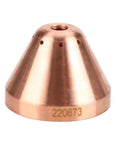 Heavy Duty Plasma Cutter Consumables Kit With Copper Electrode And Nozzle Set For Industrial 45A Torch Replacement Parts Plus Spares, copper nozzle close-up.