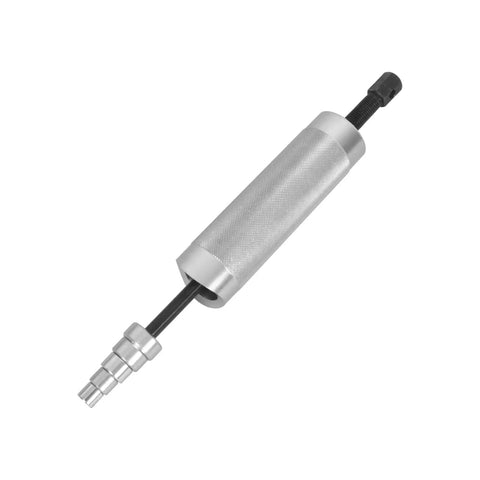 Heavy Duty Piston Pin Puller For Small Engine Rebuilds With Five Metric Adapters And Beefy Aluminum Alloy Construction, angled view of tool.