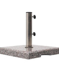 Beefy Granite Patio Umbrella Base Free Standing Stone Stand in weather resistant grey, square design, 42 lb weight for 38-48mm poles.