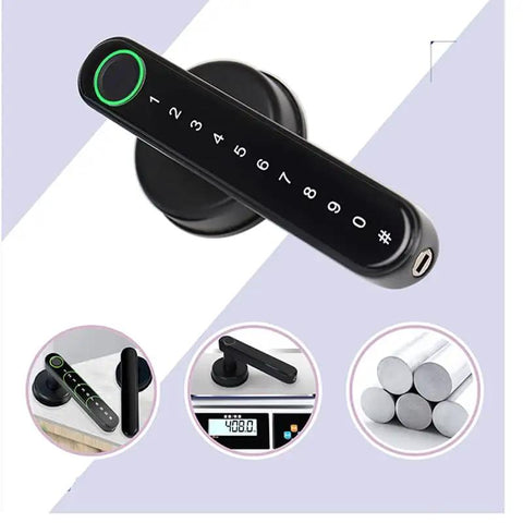 Beefed Up Smart Padlock With Touchless Fingerprint Entry And App Remote Control Rugged Stainless Steel Shackle For Toolboxes Or Gate Quick Unlock Password Backup Hassle Free Setup close-up of numeric keypad and fingerprint sensor