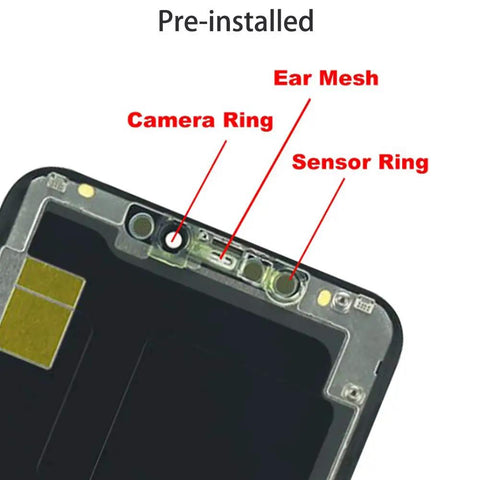 Close-up of 6.5 Inch Screen Replacement Kit for iPhone 11 Pro Max with LCD Display showing pre-installed components.