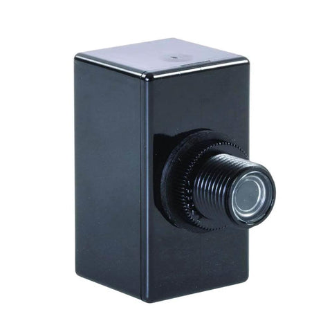 ZB124 Electronic Photocontrol with Button Interface in black, advanced LongLife ZeroCross Switching, side view.