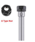Ultra Precision C16 ER20 Extension Rod For CNC Milling Tools With 100mm Length and M Type Nut Collar, showing A Type Nut.