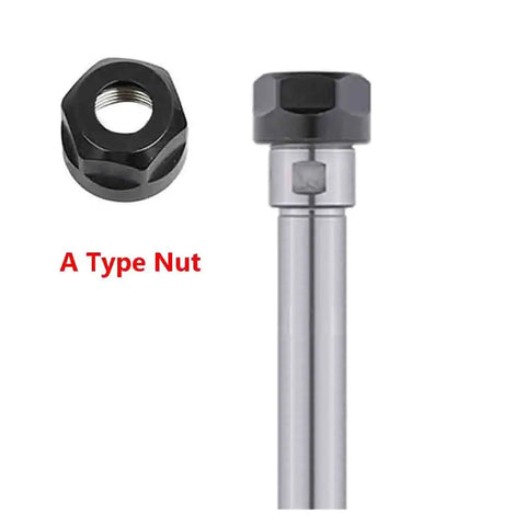 Ultra Precision C16 ER20 Extension Rod For CNC Milling Tools With 100mm Length and M Type Nut Collar, showing A Type Nut.