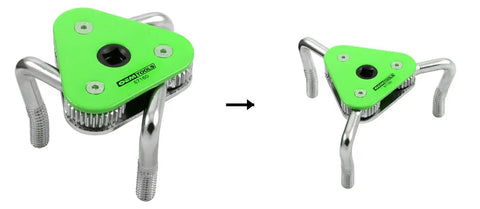 Adjustable Three Jaw Oil Filter Wrench with Universal Claw Design and Three Eighths Inch Drive on white background.