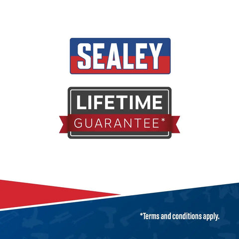 Sealey brand logo with Lifetime Guarantee badge, highlighting warranty information for products.