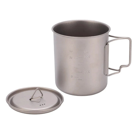 750ml Folding-Handles Outdoor Water Mug For Camping And Hiking, Lightweight Alloy Cup with Lid, Portable Hydration Bottle