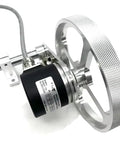 500 Mm Wheel Perimeter Length Measuring Counter Rotary Encoder With Auto Reset And Power Off Memory Relay Output For Device Control, metal construction, mounted with sleek design.