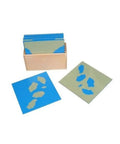 Montessori Sandpaper Land And Water Form Cards Set For Hands On Geography Practice, ten wooden cards with land and water forms.