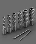 Real Deal 3/4 Inch Annular Cutter Set With Weldon Shank includes six heavy duty HSS hole saws, various sizes for magnetic drills.