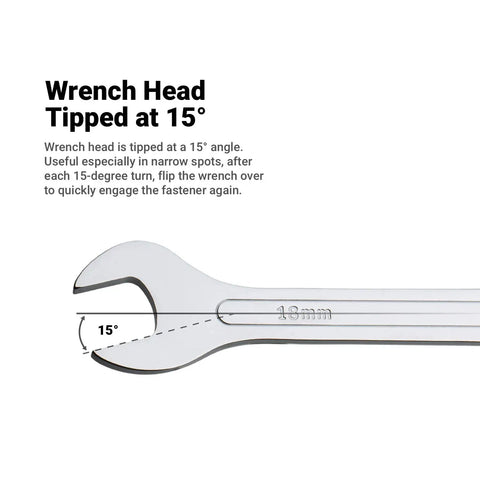 Ultra Thin 10 Mm X 11 Mm Open End Wrench With 15 Degree Angled Head Capri Tools Premium Forged Steel side view