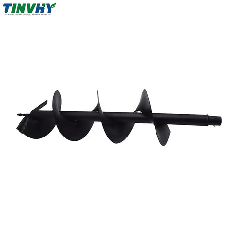 Side view of 8 Inch Earth Auger Drill Bit For Gardens And Posts Quick Planting Of Flowers And Vegetables Made of Durable Carbon Coated Steel