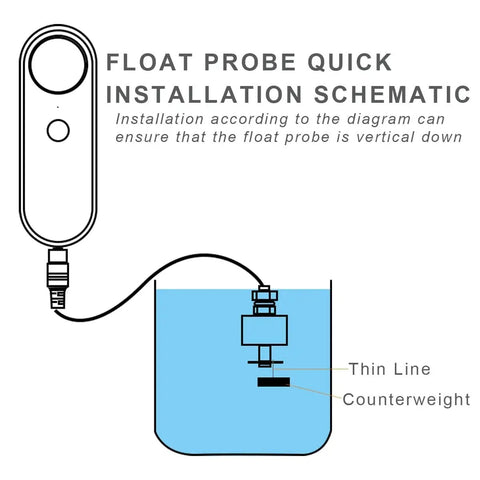Smart Water Level Detector With Dual Probes And WiFi Connectivity, No Fuss High Low Alarm System, Detached 16.4Ft Detection Line, Left And Right Dual Alarms, Real Time Remote App Monitoring, Dual Alerts, Battery Powered For Easy Setup float probe installation schematic for tank water