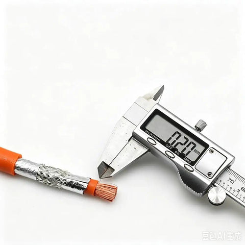 Straight Up Bulletproof Flexible Silicone High Voltage Shielded Cable For EV Battery Charging with gauge measuring wire thickness.