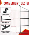 Image showing features of 4 Pack Heavy Duty Shelf Brackets With Hooks For Shipping Containers And Trailers, including welded hook and horizontal bar.
