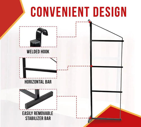 Image showing features of 4 Pack Heavy Duty Shelf Brackets With Hooks For Shipping Containers And Trailers, including welded hook and horizontal bar.