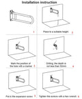Installation steps for 23.6 Inch Foldable Handrail Grab Bar Wall Mounted Toilet Safety Support For Handicap