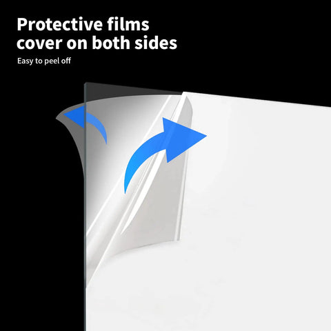 Two Pack One Eighth Inch Thick Plexiglass Sheets 36 Inch By 24 Inch Clear PET Plastic with protective film being peeled off
