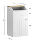 Hidden 10 Gallon Trash Cabinet With Flip Door Freestanding Wood Recycling Bin For Kitchen And Living Room White Finish No Fuss Pet Proof Latching Door Keeps Odors Quiet And Clutter Out Of Sight detailed sizing