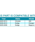 Compatibility chart for Bolt On Rear Wheel Hub And Bearing Assembly Replacement for 2006-2009 Dodge Charger and others