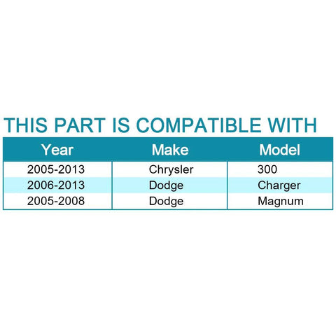 Compatibility chart for Bolt On Rear Wheel Hub And Bearing Assembly Replacement for 2006-2009 Dodge Charger and others