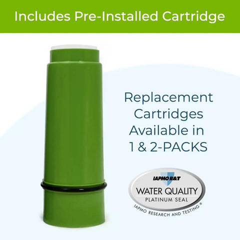 Green pre-installed cartridge for Premium Shower Filter System With Deluxe Adjustable Wand, 2.5 GPM Flow, Chrome Finish