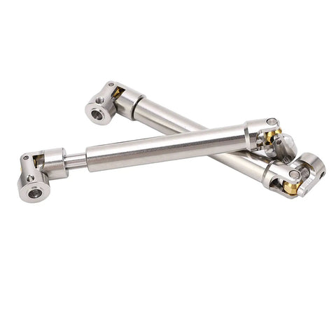 Two Pack Stainless Steel M4 RC Drive Shafts for One Tenth Scale Crawler Upgrades with brass ball joints, 113mm length