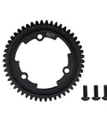 Hardened Steel 50T Main Spur Gear 1 Mod M1-1 PC For 1/5 X-Maxx 1/7 XO-1 1/10 E-Revo 2.0 MAXX 6448 RC Car Transmission Upgrade Durable High Torque Gear For Off Road Bashing with mounting screws.
