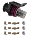100 PSI Pressure Sensor For EFI Fuel Oil And Coolant Pressure One Eighth Inch NPT Heavy Duty Stainless Steel Body GT150 Packard Connector Pins And Grommets Included connector with pins and grommets