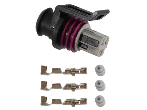 100 PSI Pressure Sensor For EFI Fuel Oil And Coolant Pressure One Eighth Inch NPT Heavy Duty Stainless Steel Body GT150 Packard Connector Pins And Grommets Included connector with pins and grommets