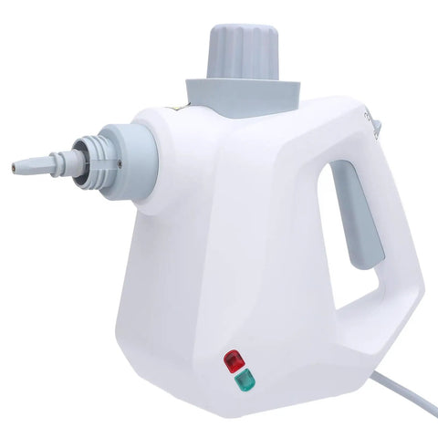 Professional Grade Handheld Steam Cleaner For House And Car Slick Multi Purpose High Temp Steam Wand With Child Lock showing white design.