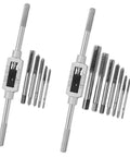 Bearing Steel Tap Wrench Kit With Reversible Ratchet Handle For Creating M3 Internal Threads In Aluminum Or Iron Plates Pro Grade Manual Threading Tool Set Six Piece Silver, six taps