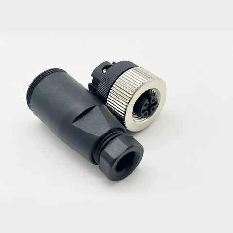Two Pack M12 Four Pin A Code Female Circular Connector IP67 Sensor Plug, 12mm screw crimping brass gold plated contacts, unshielded.