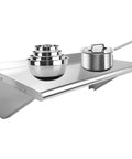 Stainless Steel Wall Mount Shelf 12x24 Inches Heavy Duty Kitchen Utility Rack Space Saver with bowls and pot