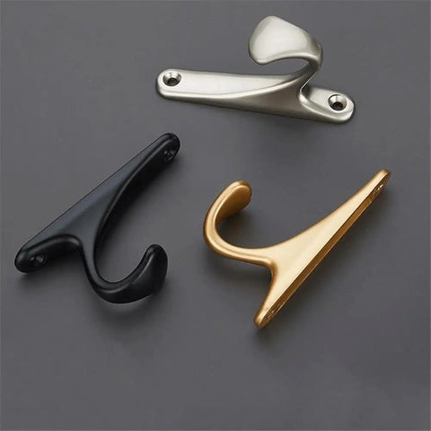Sleek Wall Mount Coat Rack Built With Rock Solid Zinc Alloy Hooks Perfect For Mudrooms And Halls features silver, black, and gold hooks.