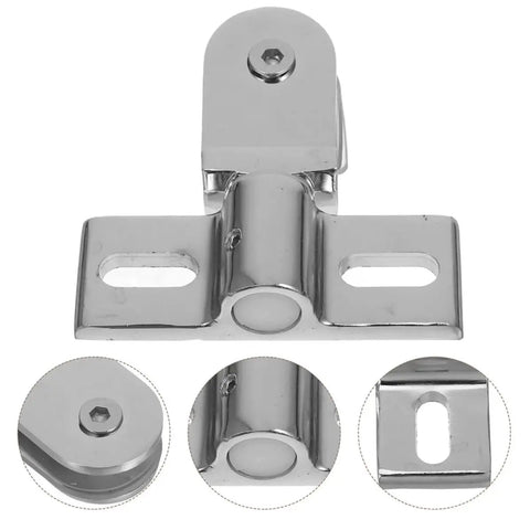 Close-up of Zinc Alloy Glass Door Hinge For Bathroom With Easy Install And Stable Fit, showing pivot mechanism and screw details