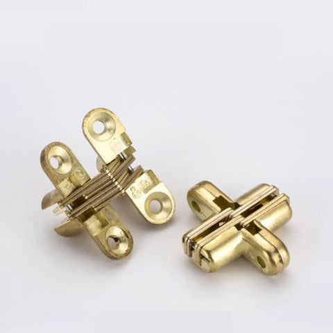 Four Pack Zinc Alloy Invisible Cross Hinges For Wooden Doors And Tables, Thickened Silent Operation, Non Scratching Support Hinges