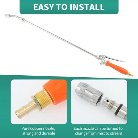 Heavy Duty 29 Inch Metal Replacement Sprayer Wand with Adjustable Nozzle, brass barb fittings, stainless steel shaft