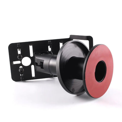 Adjustable POS Card Reader Stand With Clip On Base Pro Grade Non Slip Mount for Cashier Desks, side view with red adhesive pad