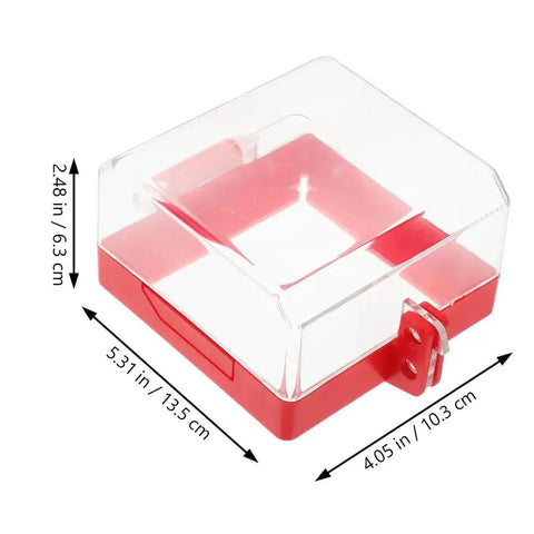 Emergency Stop Switch Cover for Industrial Equipment Transparent Push Button Protector Prevents Misoperation and Protects Electrical Gear in Harsh Environments Made From Durable PC Material with red base and clear measurements