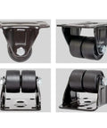Heavy Duty Swivel Caster Wheels Built Like A Tank With Twin Wear Plates For Quick Bolt On Hookup Smooth Silent Glide And Solid 450kg Load Rating Per Wheel set of four visible from multiple angles.