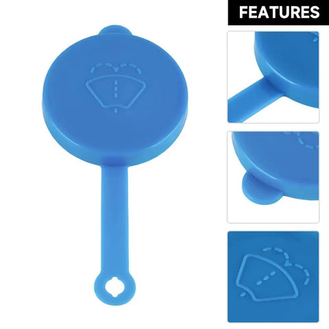 Washer Fluid Reservoir Cap Replacement For Armada Altima Maxima Titan XTerra Quest Sentra And Infiniti G20 G35 FX35 FX45 QX56 QX80 Fits OE 28913-7S000 28913-JX00A Easy Install To Keep Your Washer System Sealed And Working Smooth, blue cap with handle and washer symbol, front and side views.