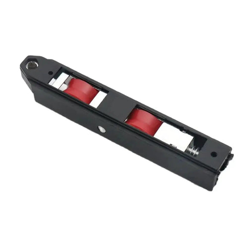 Heavy Duty Sliding Door Rollers 4 Pack Dual Wheel Pulley Kit Smooth Glide Track Hardware No Sweat Replacement Built Tough Patio Balcony Door Fix Kit For Homes, black frame with red wheels